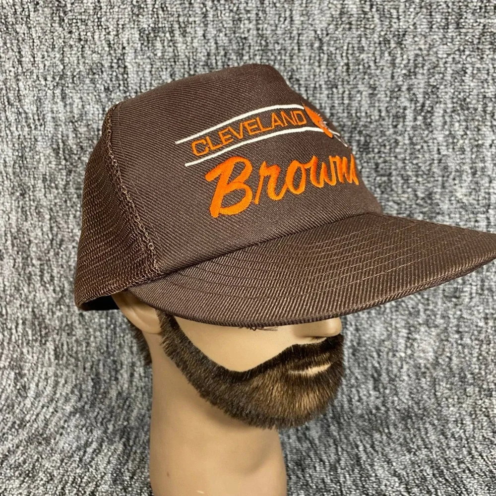 Vtg 80s Cleveland Browns Annco Professional Model Trucker Snapback Hat Cap Mesh